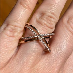 10K Rose Gold Diamond Geometric Ring